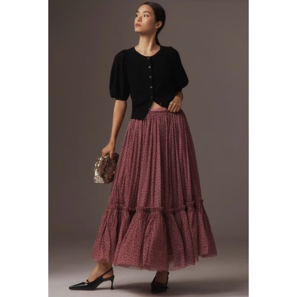 NWT Anthropologie Maeve tiered tulle maxi skirt